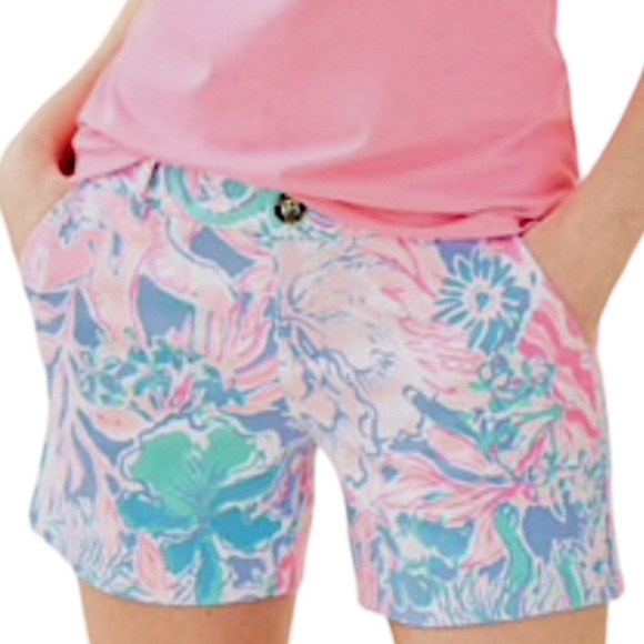Lilly Pulitzer 5” Callahan Knit Shorts in Blue Peri Viva La Lilly - Picture 1 of 5